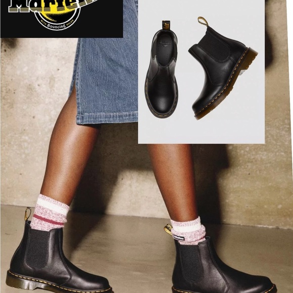 Dr.Martens 2976 WOMAN NAPPA LEATHER CHELSEA BOOTS  Black size 8 - Picture 1 of 12